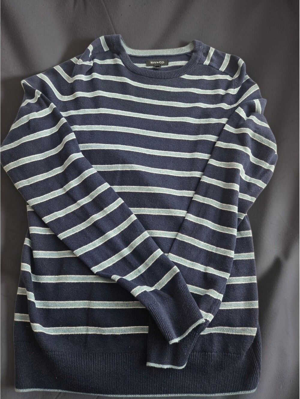 RW&CO. Women's Navy and Light Blue Striped Pullover Sweater Size S